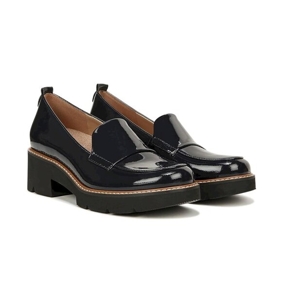 Naturalizer Darry Lug Sole Navy Patent Leather Loafer Women's Size 9.5N NWOB - Picture 1 of 8